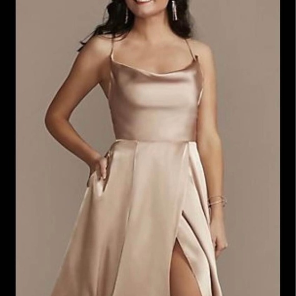 Galina Signature Collection-David’s Bridal Dresses & Skirts - Galina Signature Collection Bridesmaid Dress-size 6 in the color sand